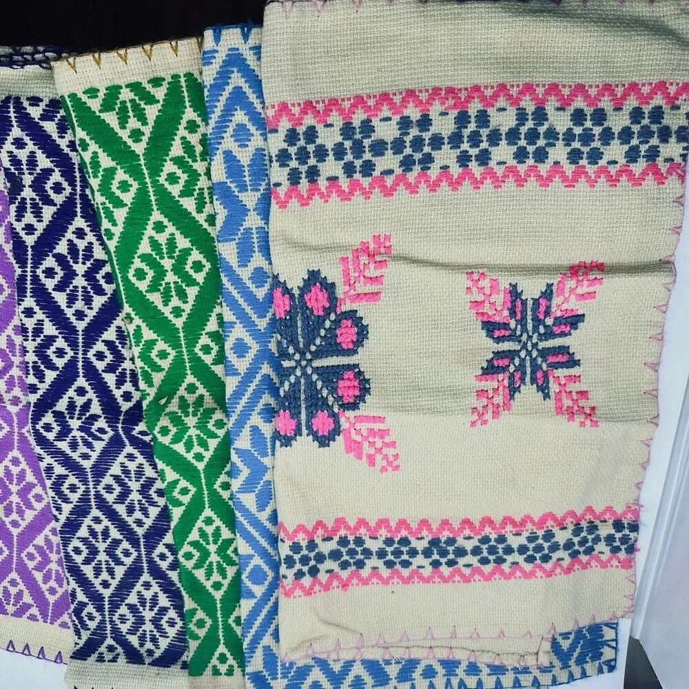 5 Handwoven Placemats Bundle Handmade Queretaro Mexico Otomi Style Textile